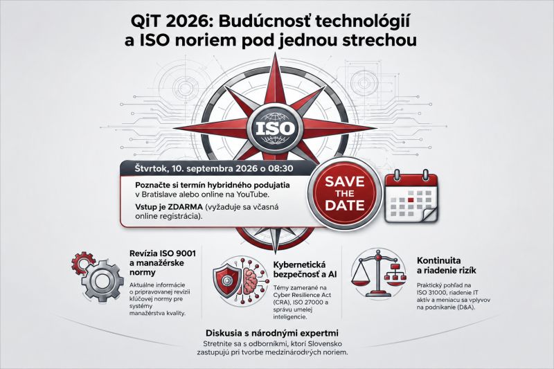 ÚNMS SR pozýva na odbornú konferenciu QiT 2026 – Kvalita v informačných technológiách