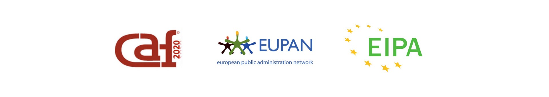 logo modelu CAF, logo Európskej siete verejnej správy a logo Európskeho inštitútu pre verejnú správu